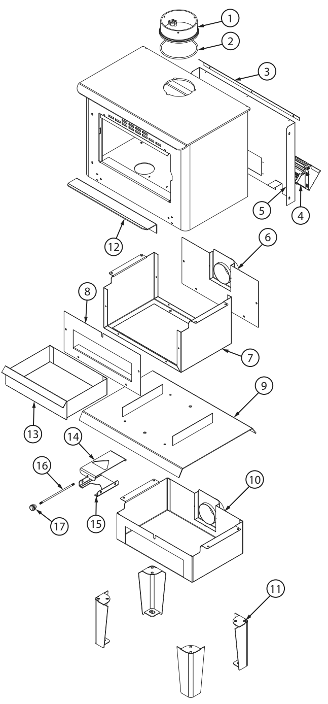 Repair Parts 1 Diagram and Parts List for VG2020-P  US Stove Company Heating Stove